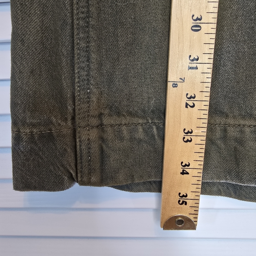 FREE PEOPLE Harmonica Coated Denim Maxi Skirt Green Cotton Utility Women's Sz 26 - Picture 11 of 11